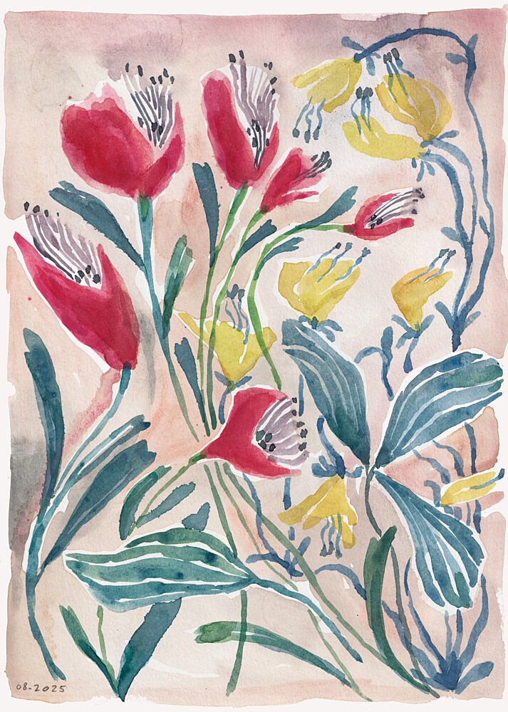 Vibrant Watercolor Blooms art print by Catalina Somolinos for $57.95 CAD