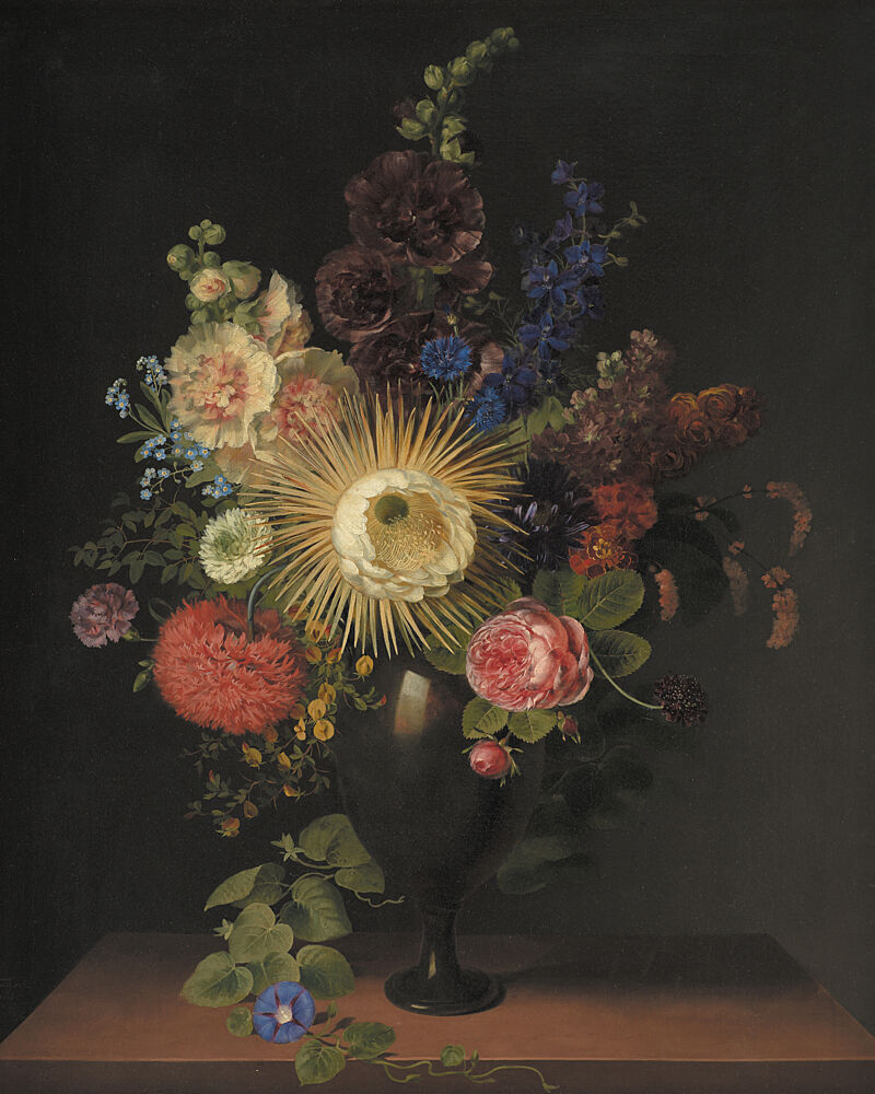 A Porphyry Vase with Cactus Grandiflora and Other Flowers by C. D. Fritzsch art print by C. D. Fritzsch for $57.95 CAD