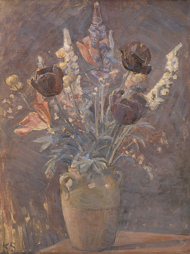 Clay Vase with Tulips and Other Flowers by Karl Schou art print by Karl Schou for $57.95 CAD