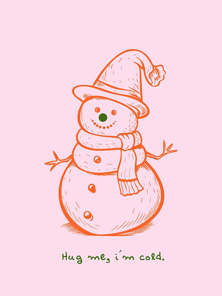 Hug Me Snowman art print by Ohkimiko for $57.95 CAD
