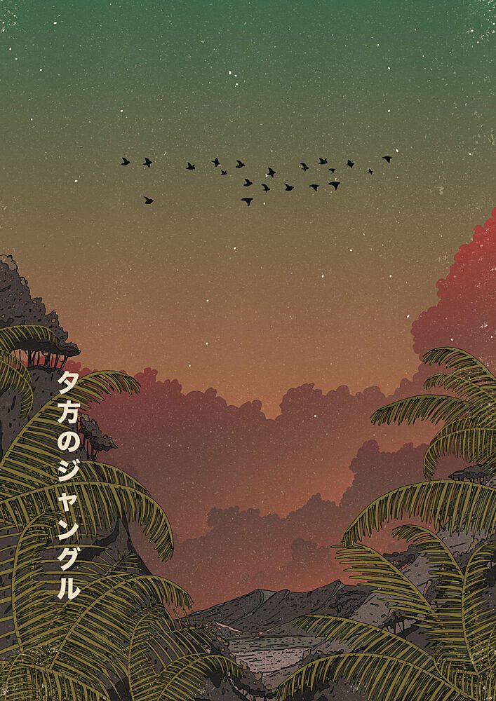 Retro Jungle Sunset art print by Nicholas for $57.95 CAD