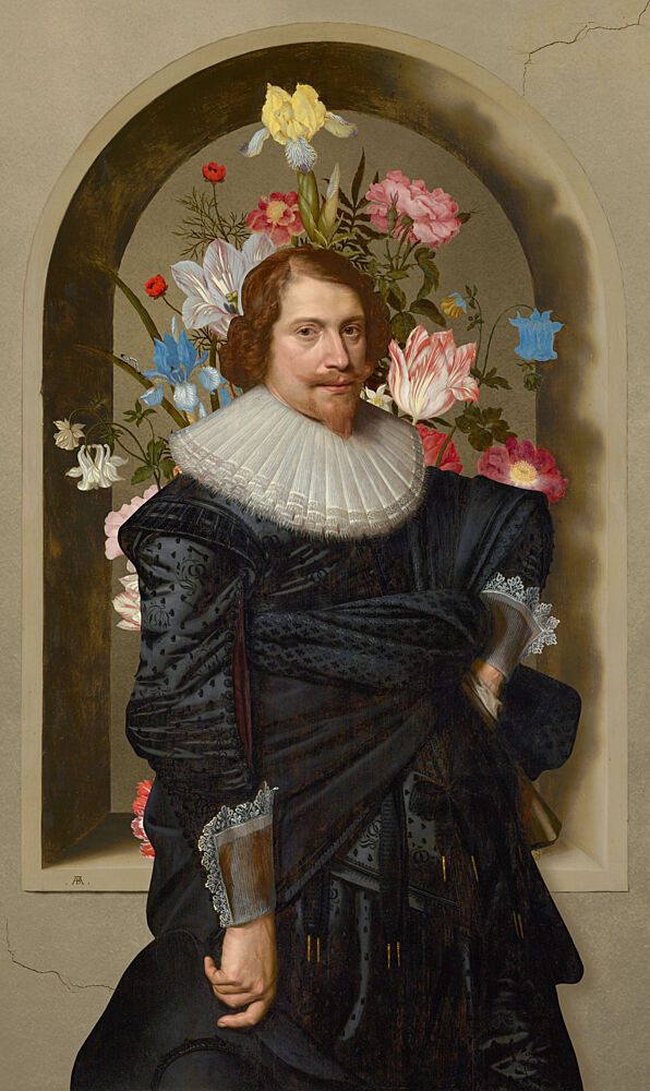 Gentleman in Ruff with Flowers art print by Marja van den Hurk for $57.95 CAD