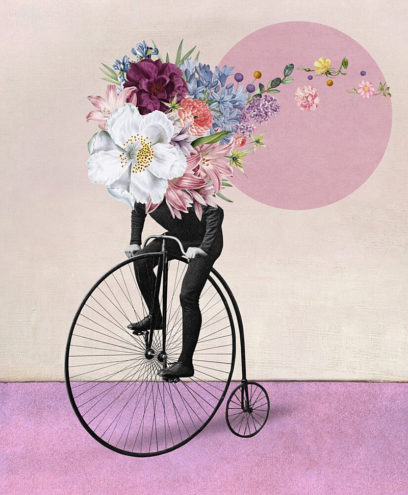 Flower Head Penny Farthing art print by Marja van den Hurk for $57.95 CAD