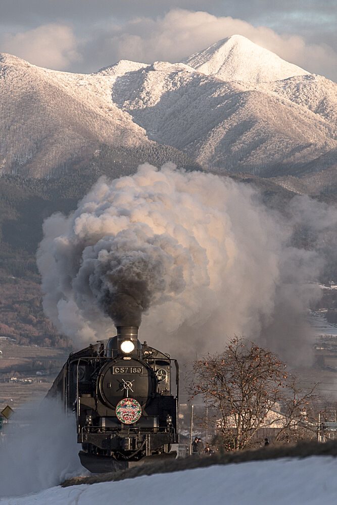 Winter Steam Train art print by Mizo for $57.95 CAD