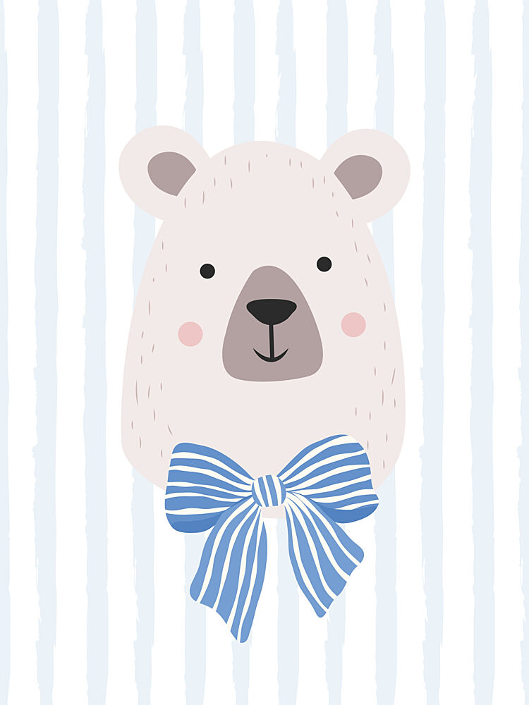 Baby Bear Blue Bow art print by Mathieu for $57.95 CAD