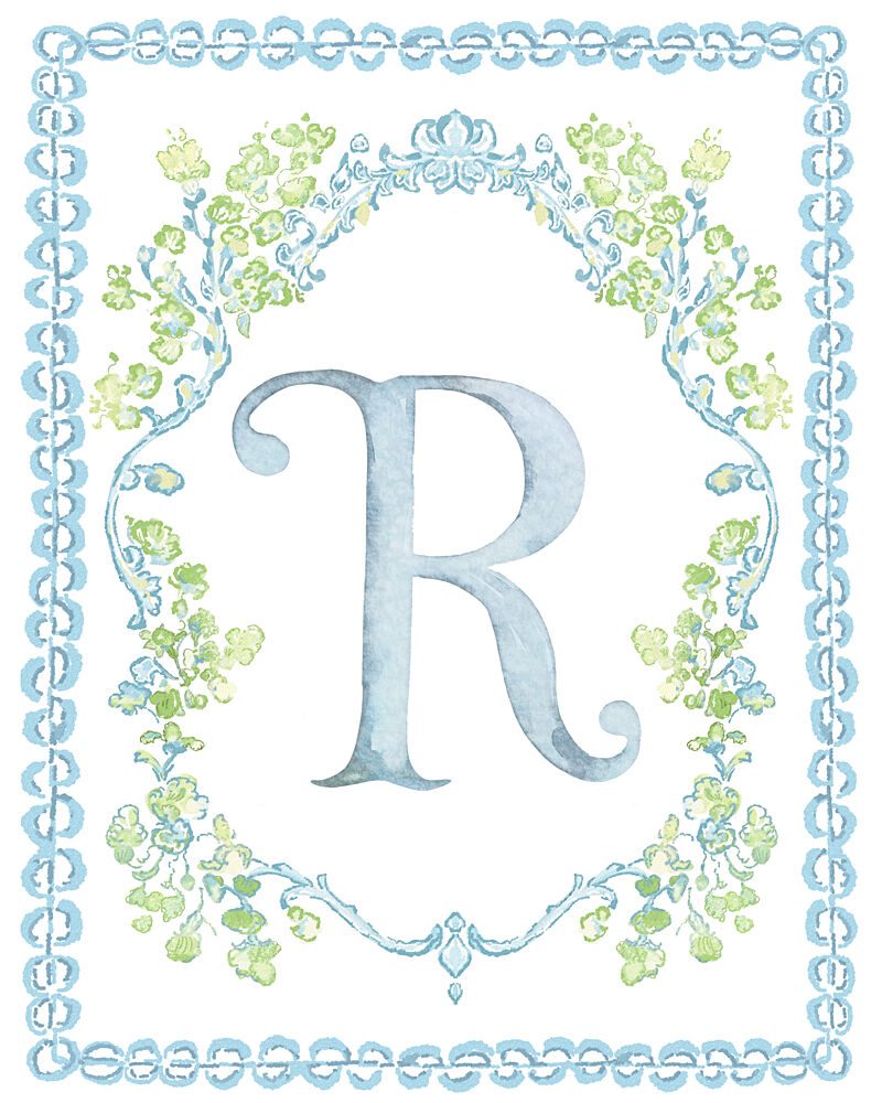 Elegant Watercolor R Monogram art print by Mathieu for $57.95 CAD
