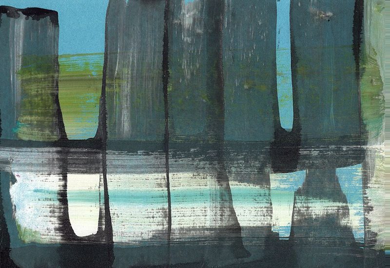 Abstract Blue Green Layers art print by Annick for $57.95 CAD