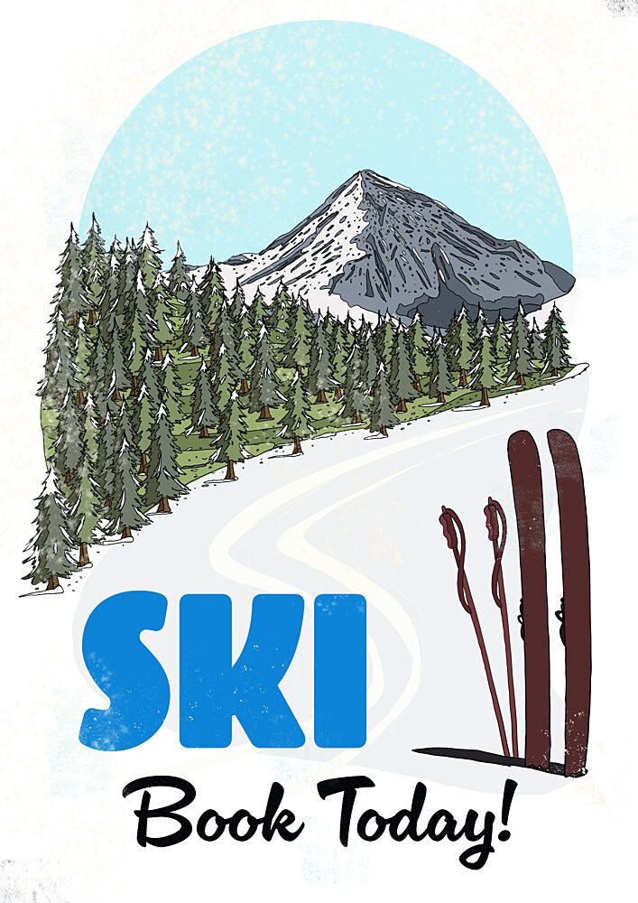 Snowy Mountain Skiing art print by Nicholas for $57.95 CAD