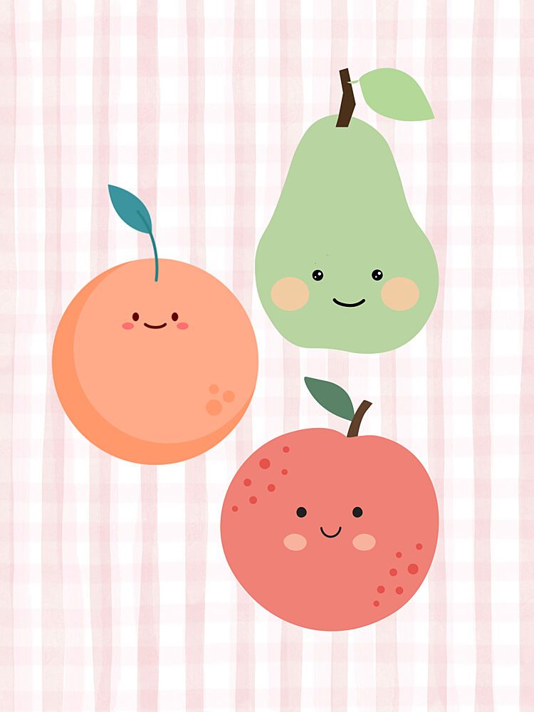 Cute Happy Fruits art print by Mathieu for $57.95 CAD