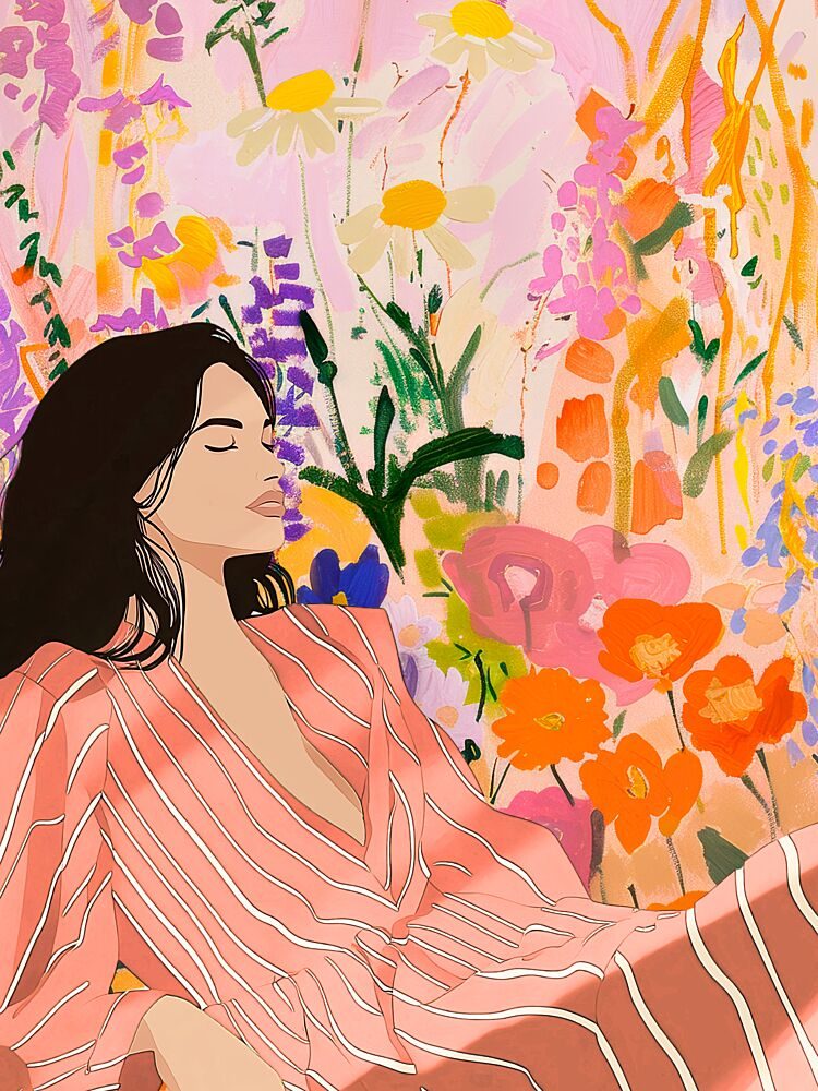 Serene Woman in Garden art print by Mathieu for $57.95 CAD