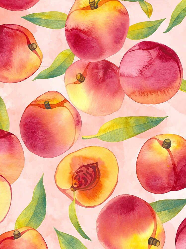 Pink Watercolor Peaches art print by Mathieu for $57.95 CAD