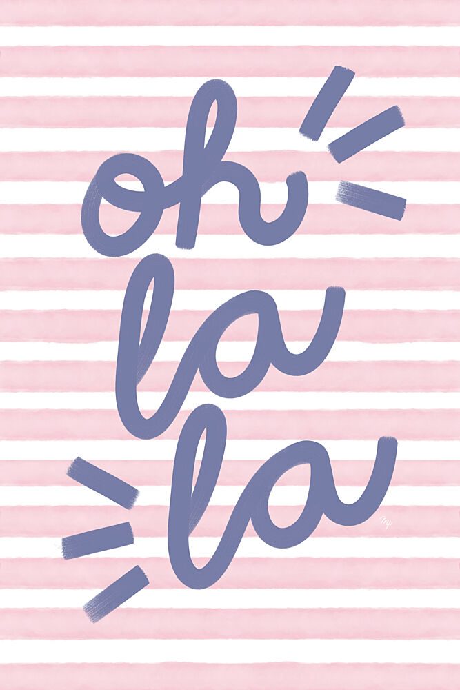 Pink Striped Oh la la art print by Martina for $57.95 CAD