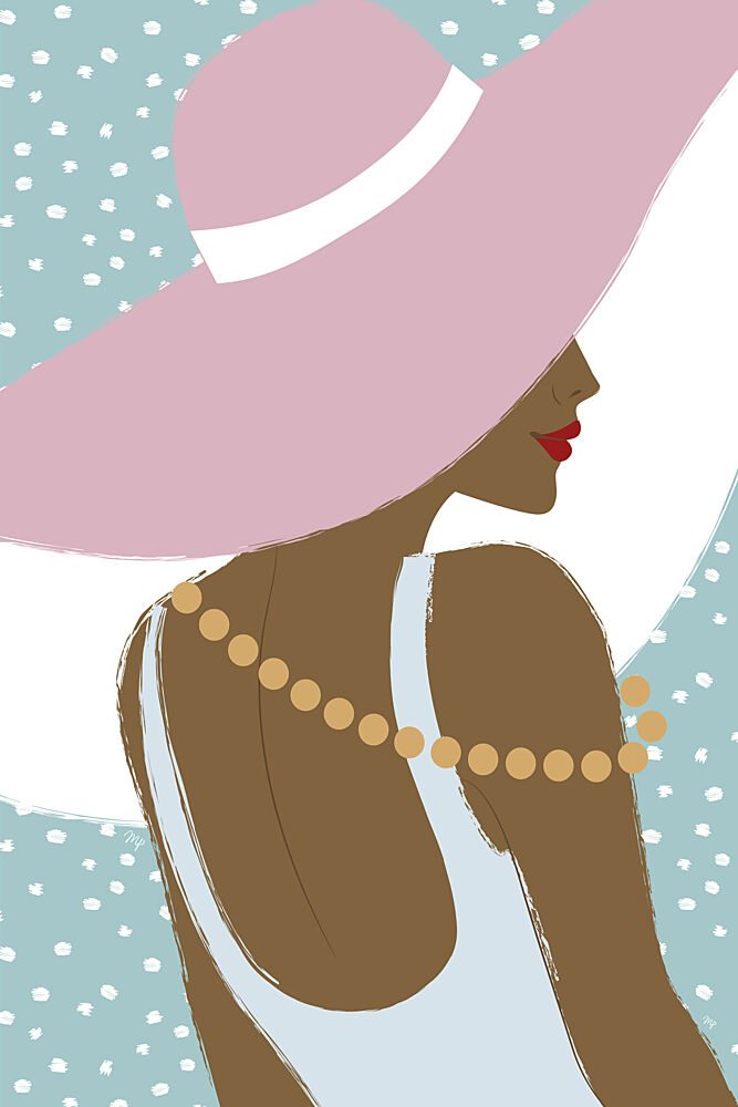 Elegant Woman in Pink Hat art print by Martina for $57.95 CAD