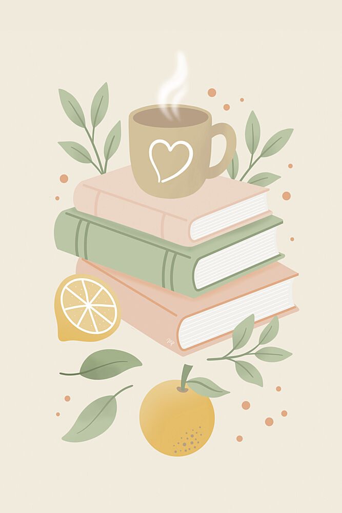 Cozy Books and Coffee art print by Martina for $57.95 CAD