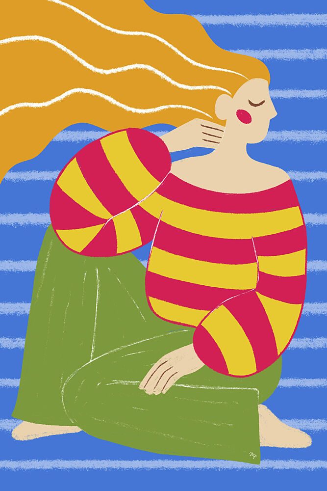 Calm Woman Sitting art print by Martina for $57.95 CAD