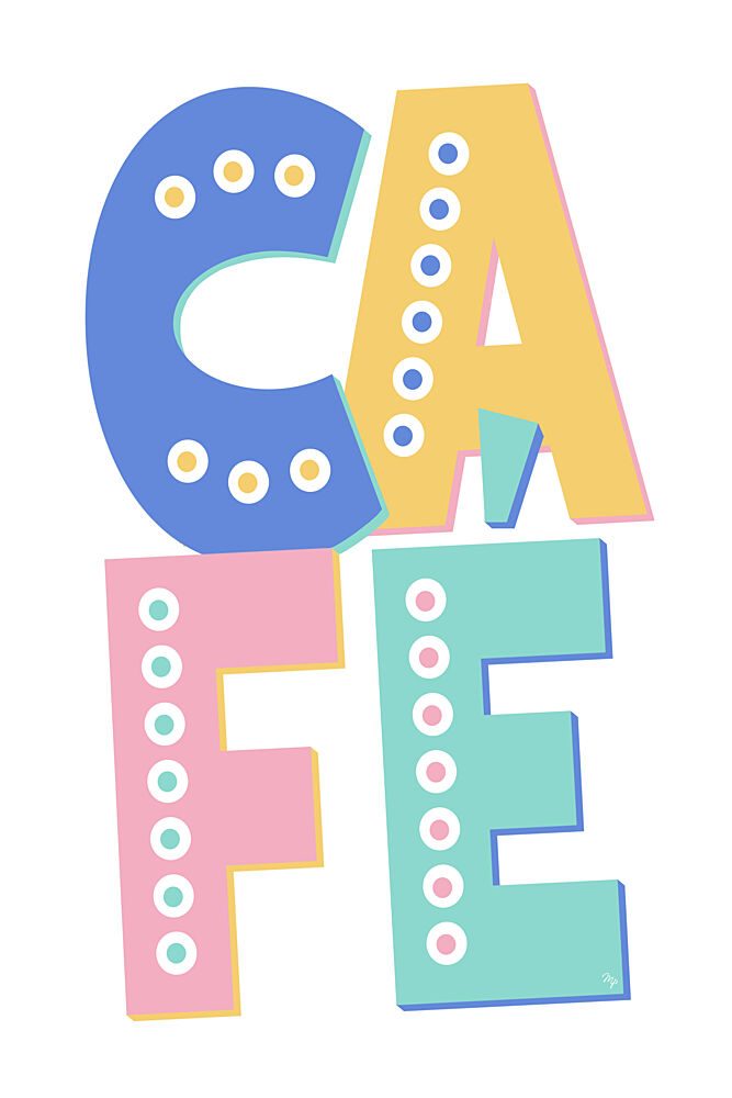 Colorful Cafe Word art print by Martina for $57.95 CAD