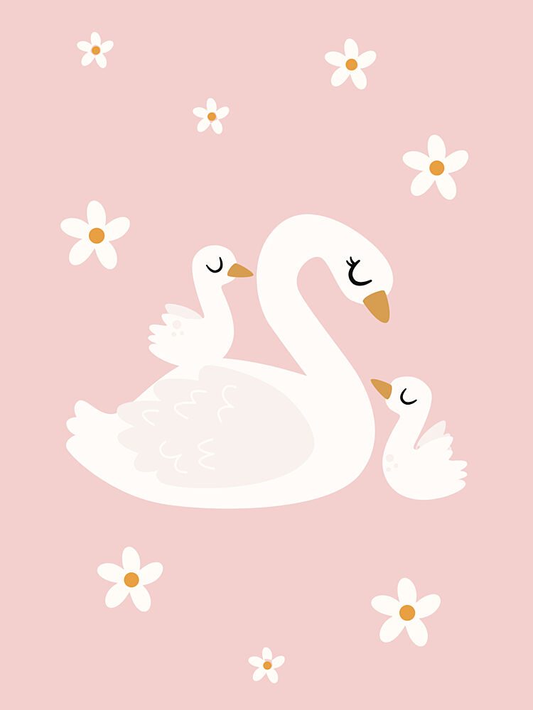Sweet Swan Family art print by Mathieu for $57.95 CAD