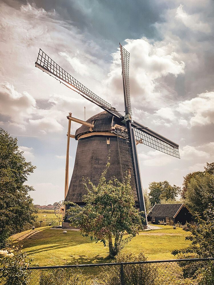 Dutch Windmill Landscape art print by Mathieu for $57.95 CAD