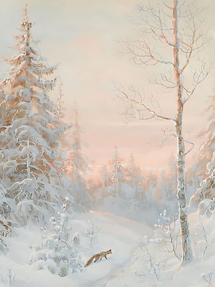 Fox in Snowy Winter Light art print by Mathieu for $57.95 CAD