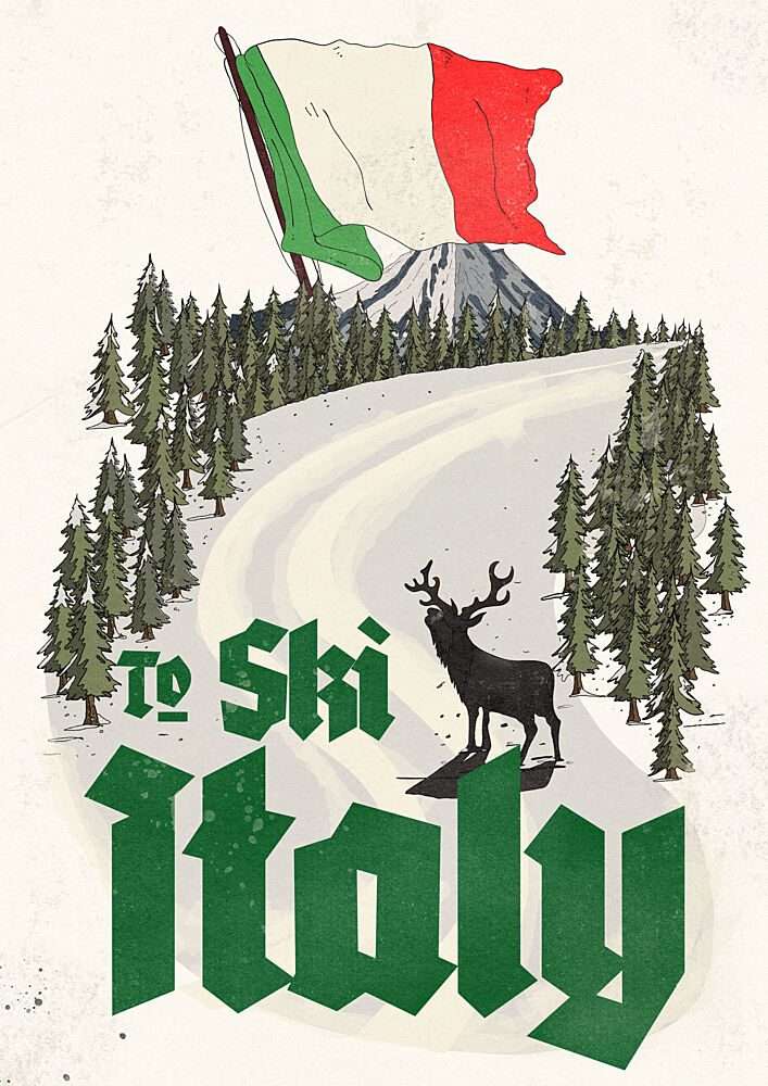 Italian Ski Adventure art print by Nicholas for $57.95 CAD
