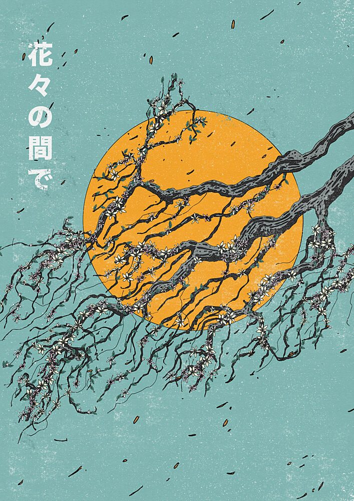 Sakura Golden Moon art print by Nicholas for $57.95 CAD