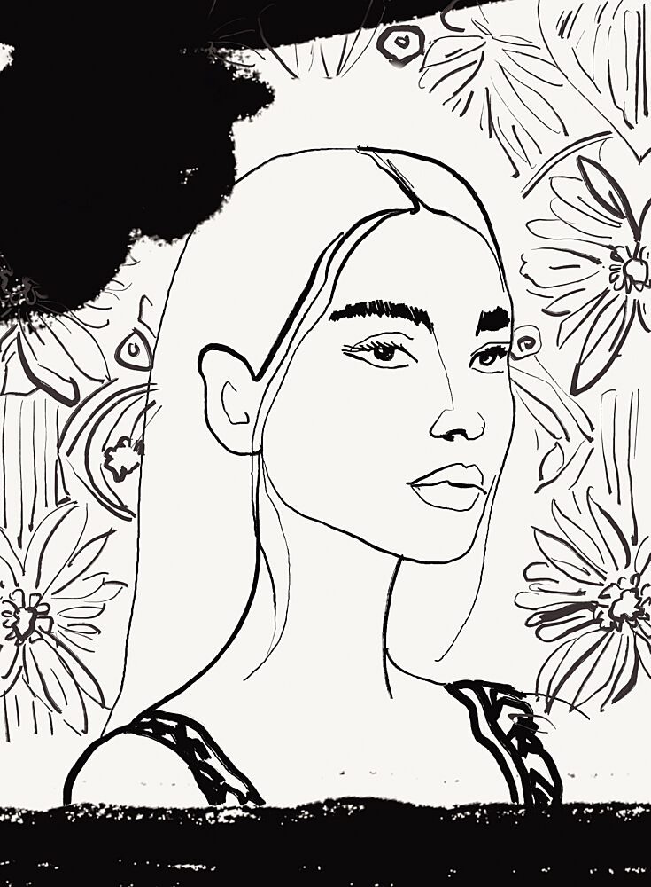 Modern Floral Portrait art print by Beate Tubach for $57.95 CAD
