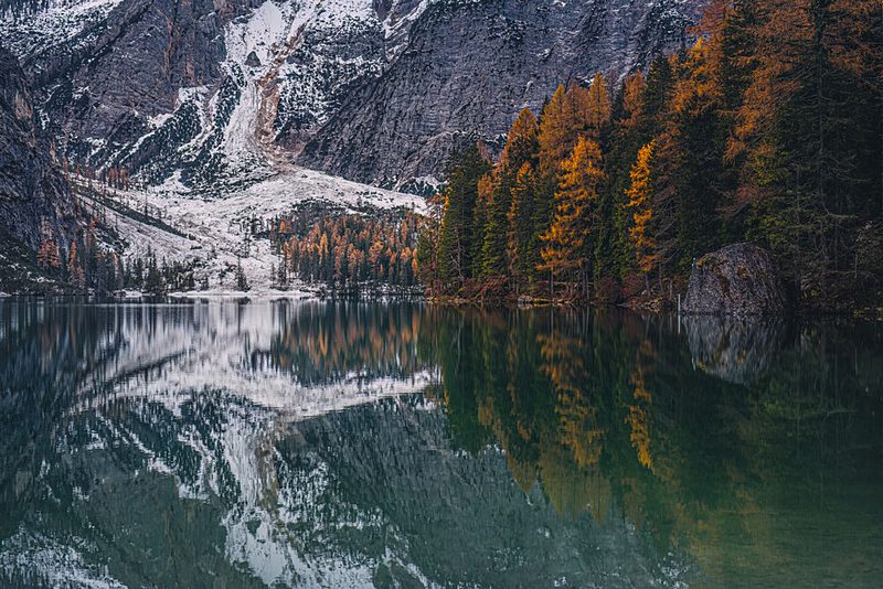 Autumn Mountain Lake Reflections art print by Marco Tagliarino for $57.95 CAD