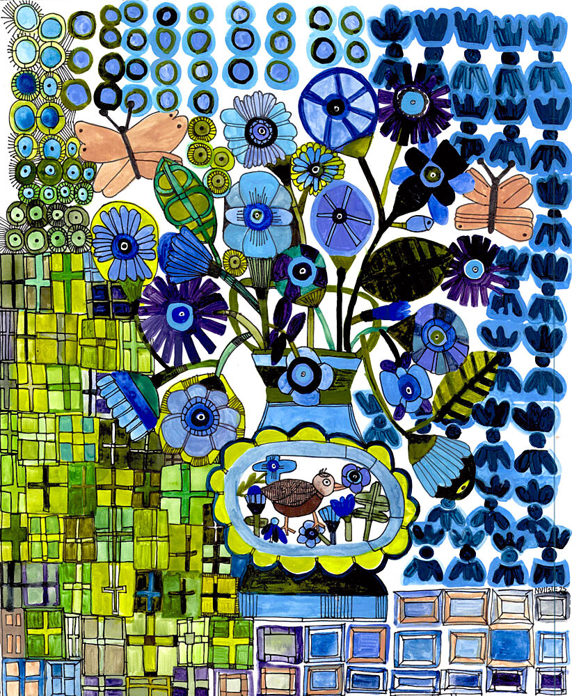 Butterflies in Blue and Green art print by Sharon Nullmeyer for $57.95 CAD