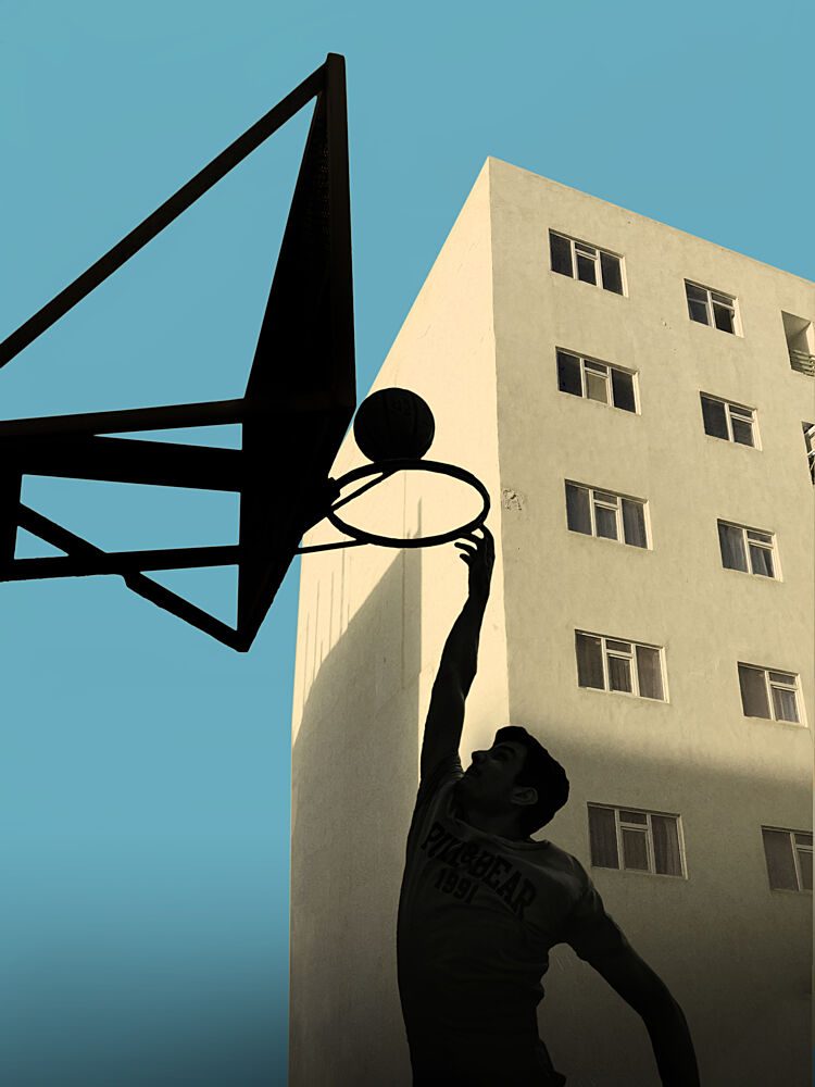 Dunking Against City Sky art print by Sajad Aslani for $57.95 CAD