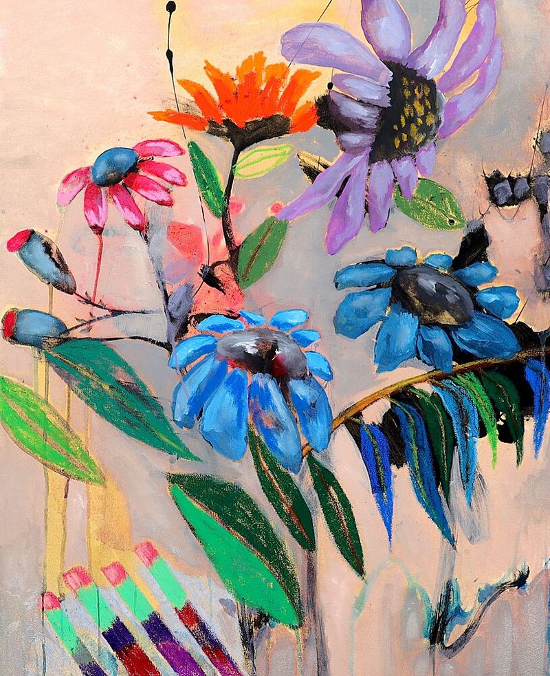 Vibrant Abstract Flowers art print by Poovi Art for $57.95 CAD