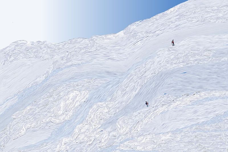 Skiers on Snowy Mountain art print by Josie George for $57.95 CAD