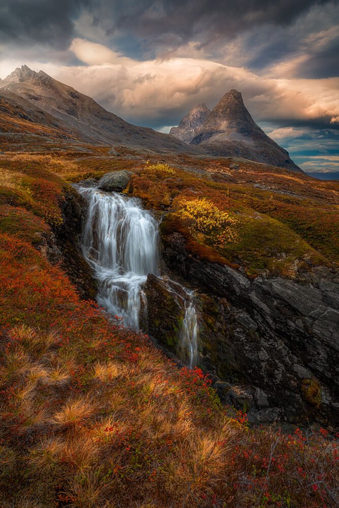 Vibrant Autumn Waterfall art print by Ole Henrik Skjelstad for $57.95 CAD
