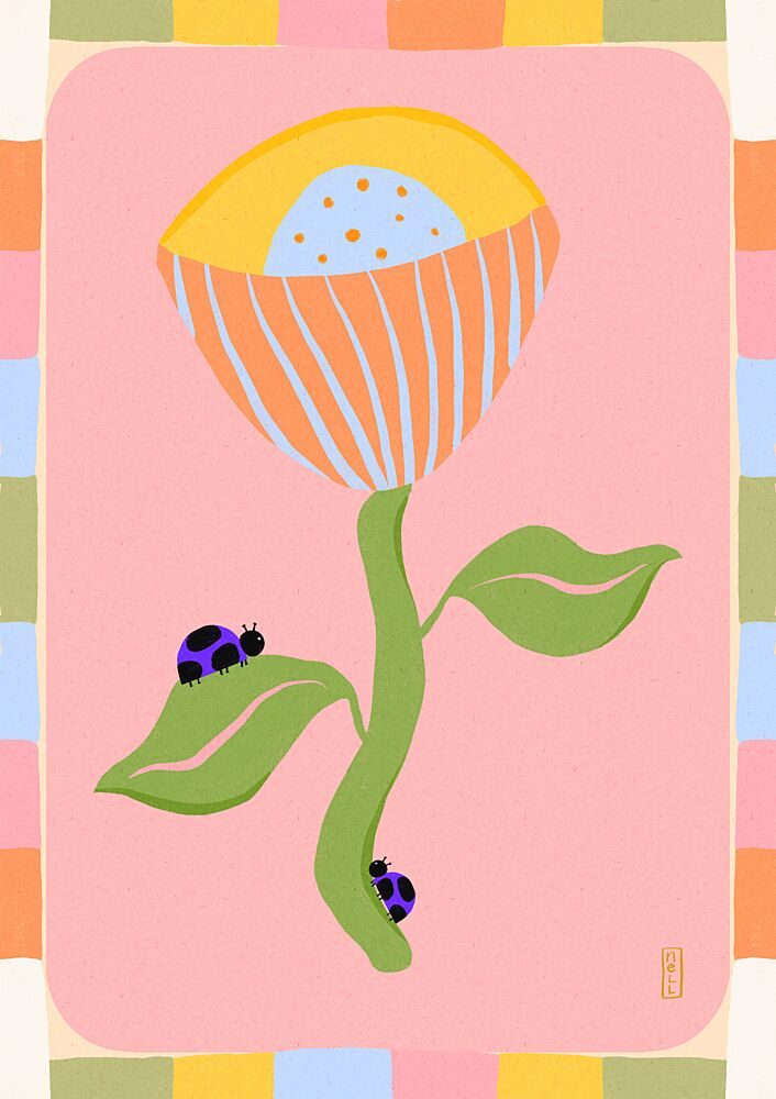 Pastel Flower Ladybugs art print by Dirkie Nell for $57.95 CAD