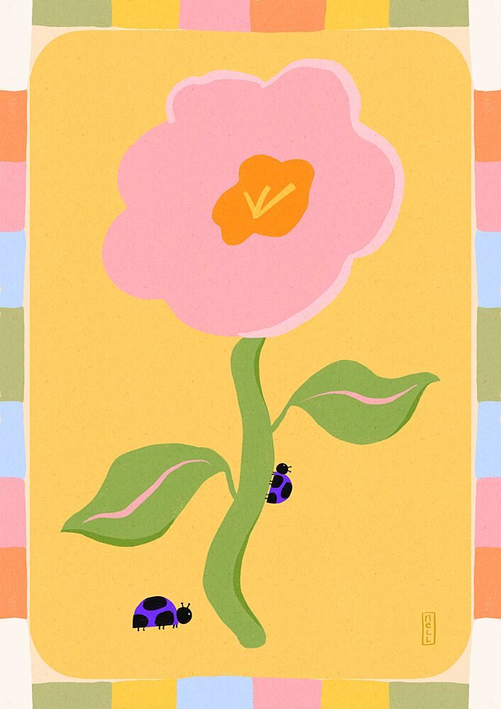 Happy Flower Ladybugs art print by Dirkie Nell for $57.95 CAD