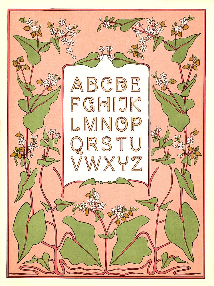 Art Nouveau Floral Alphabet art print by Wild Violets for $57.95 CAD