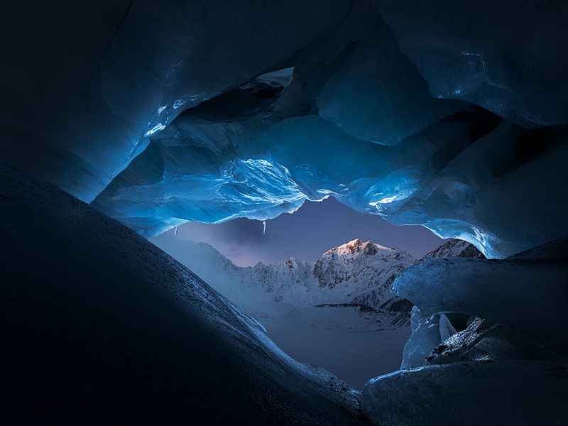 Glowing Ice Cave Mountain art print by NingYun Ye for $57.95 CAD