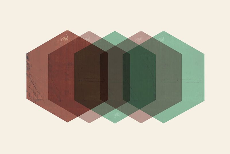 Muted Hexagon Overlap art print by Cartissi for $57.95 CAD