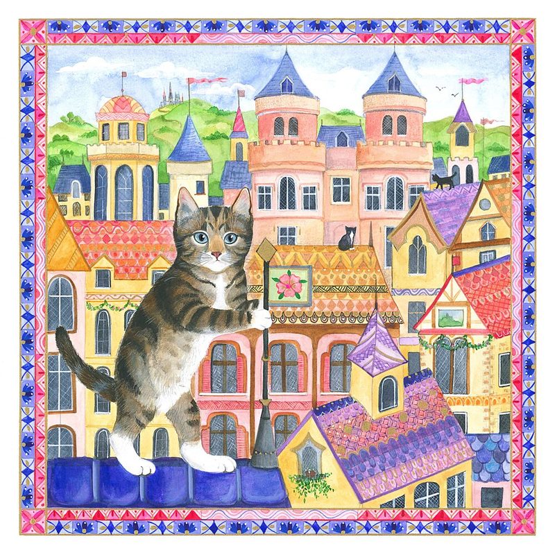 Rooftop Kitty Cat Clean art print by Isabelle Brent for $57.95 CAD