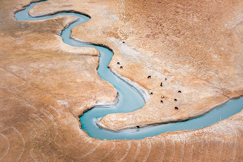 Winding Blue River Landscape art print by Irene Wu for $57.95 CAD