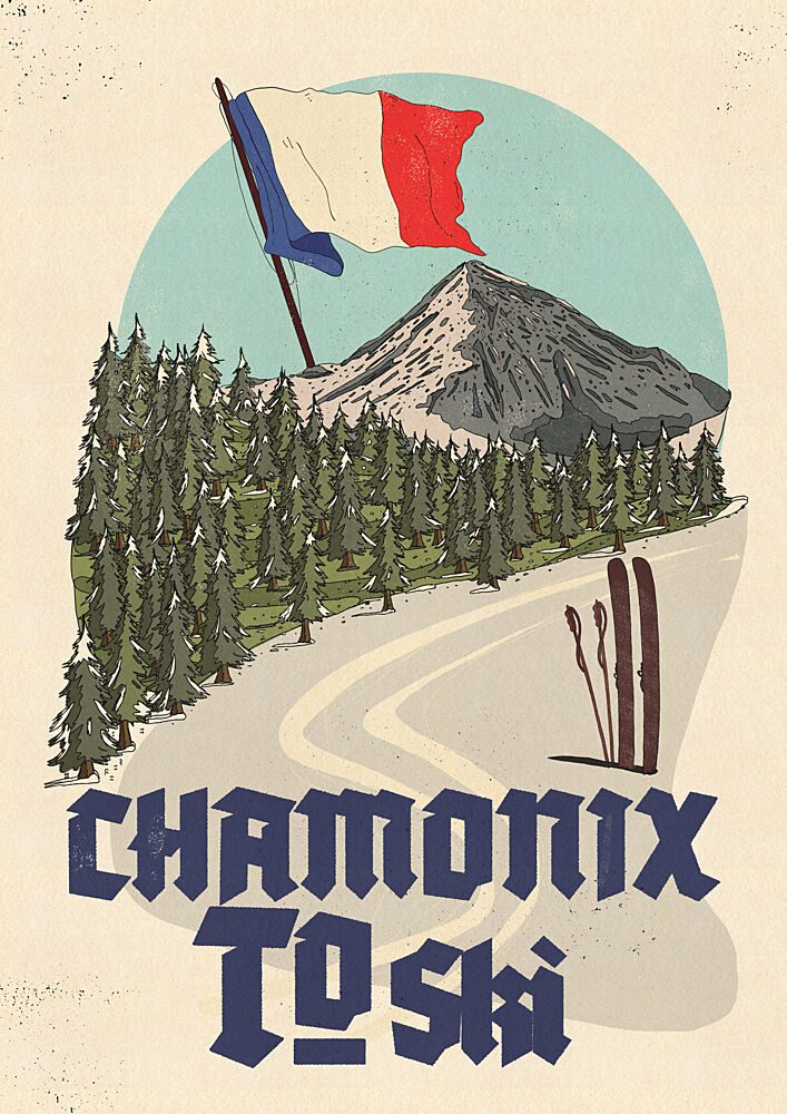 Chamonix Ski Mountains art print by Nicholas for $57.95 CAD