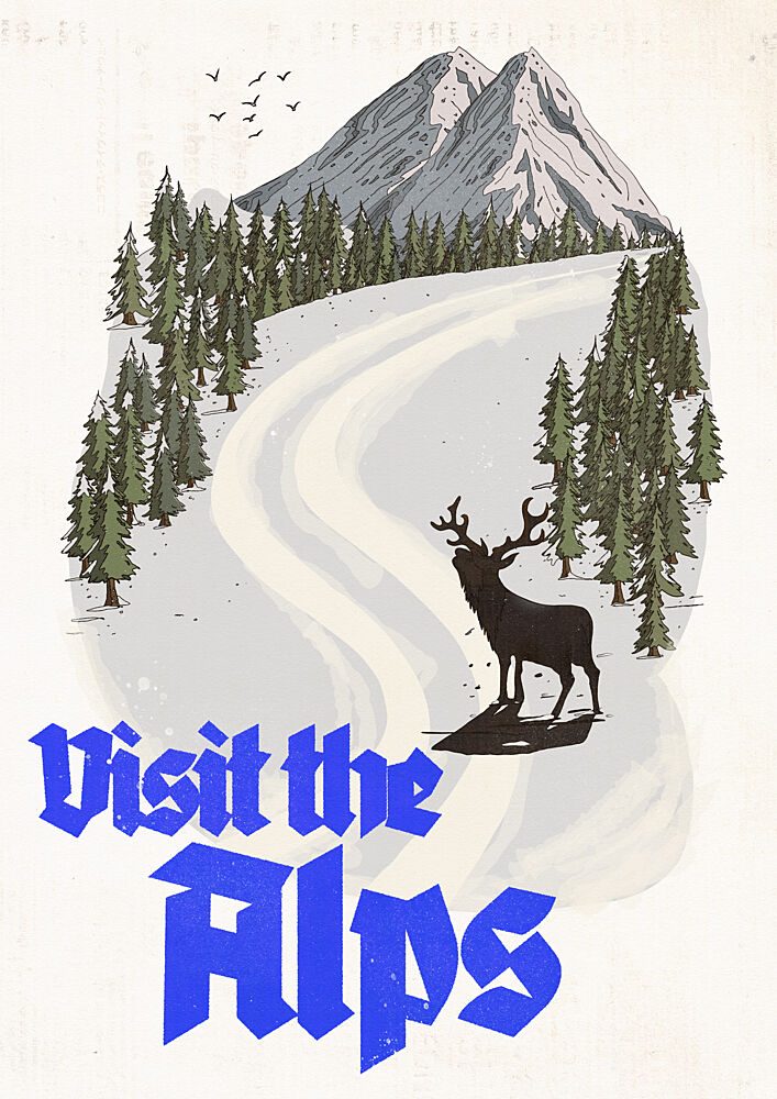 Majestic Stag Winter Alps art print by Nicholas for $57.95 CAD