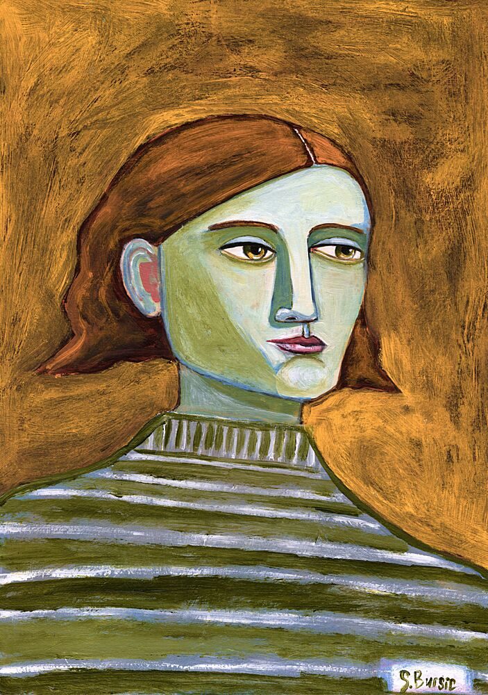 Thoughtful Green Portrait art print by Sharyn Bursic for $57.95 CAD