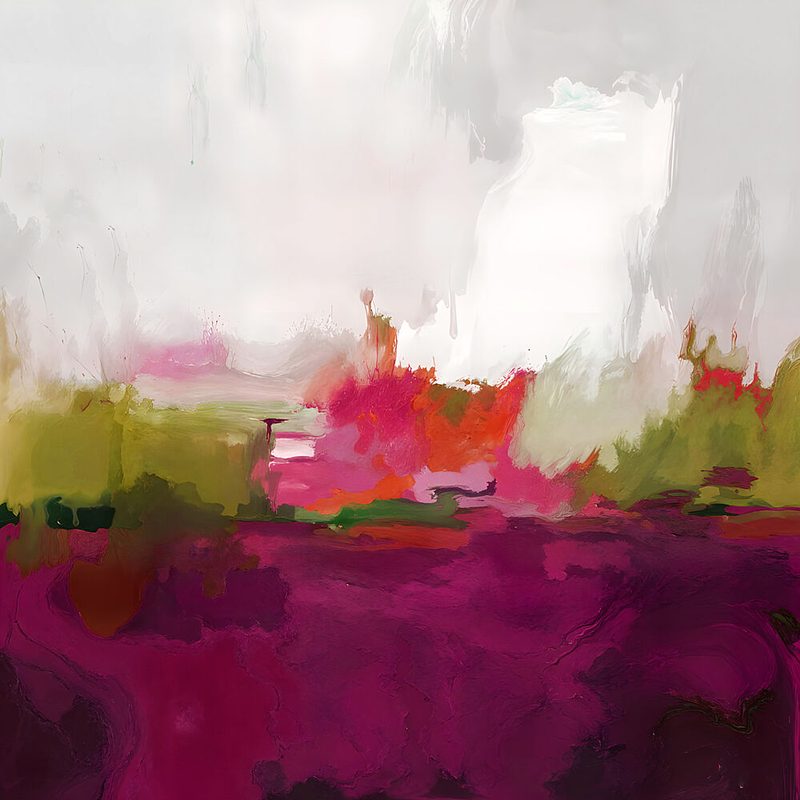 Colorful Abstract Landscape art print by Edie for $57.95 CAD