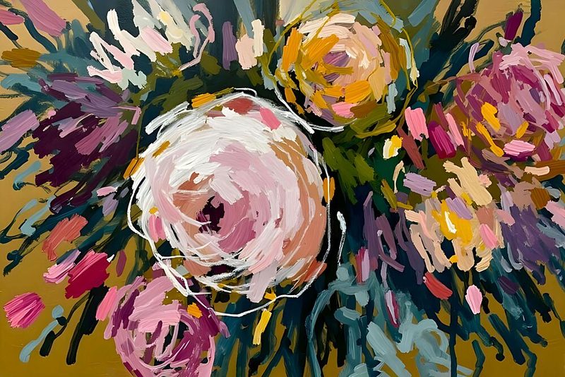 Vibrant Abstract Flowers art print by Edie for $57.95 CAD