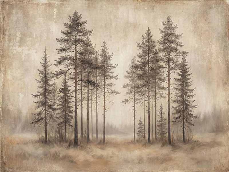 Misty Pine Forest Sketch art print by Andreas Magnusson for $57.95 CAD