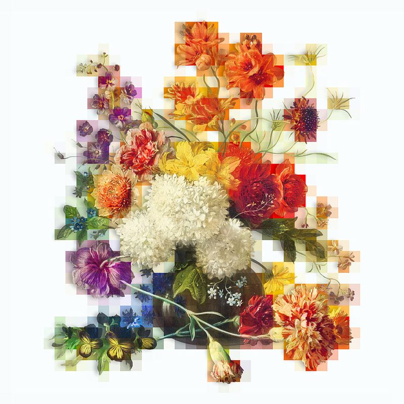 Vibrant Floral Pixels art print by Marja van den Hurk for $57.95 CAD