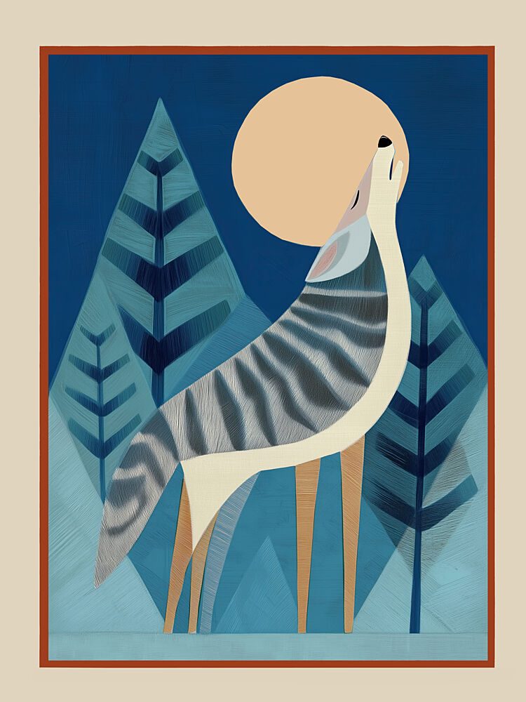Wolf Howling Moon art print by City Art for $57.95 CAD