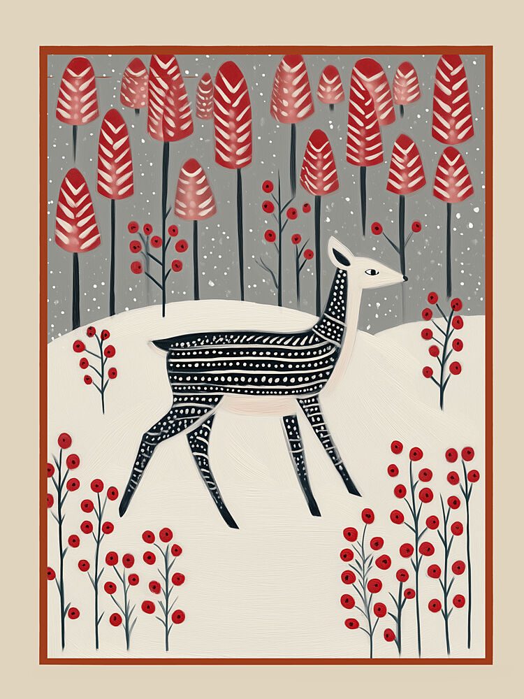 Whimsical Winter Deer art print by City Art for $57.95 CAD