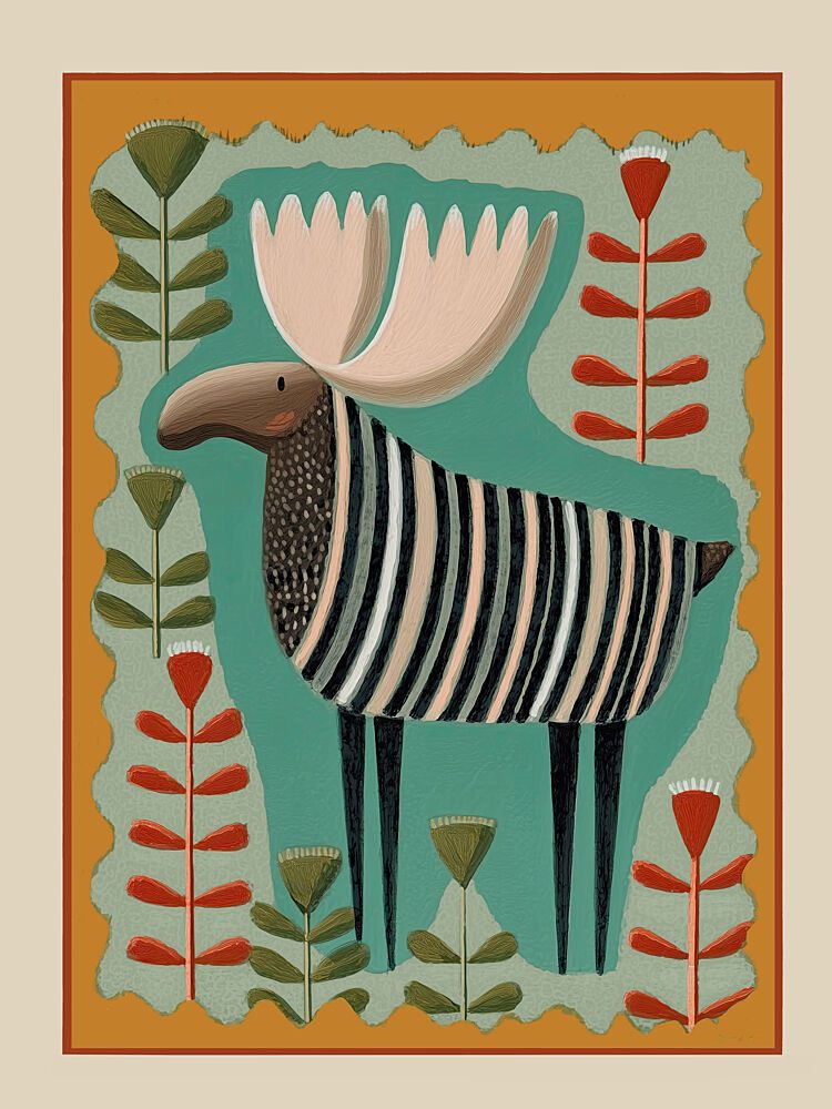 Striped Moose Forest art print by City Art for $57.95 CAD