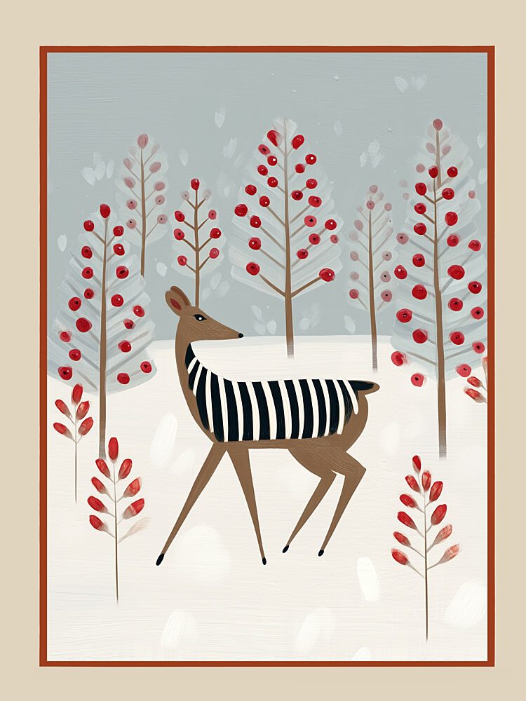 Snowy Forest Deer art print by City Art for $57.95 CAD